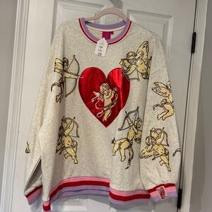 Queen of Sparkles Vintage Cupid Sweatshirt Sz XL NWT